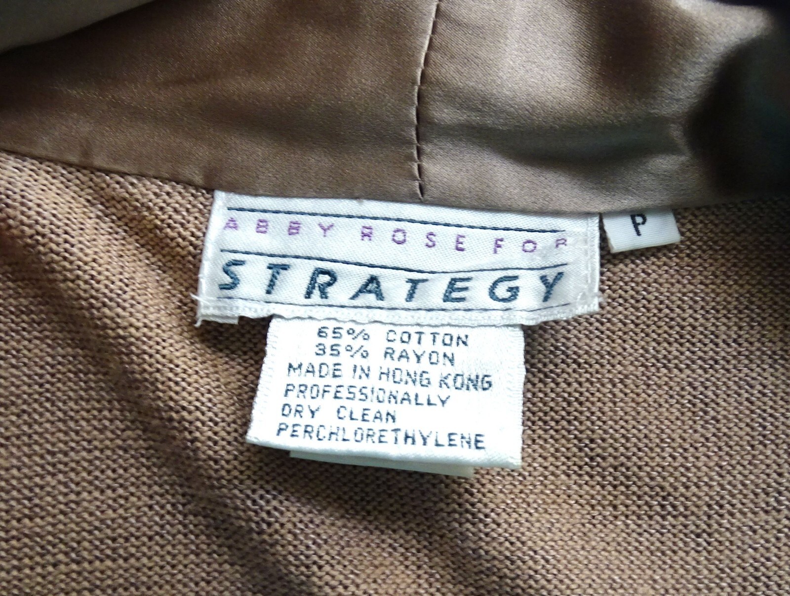 Vin Sz M P Abby Rose for Strategy Pullover Faux Wrap Sweater Tan Cotton/Rayon