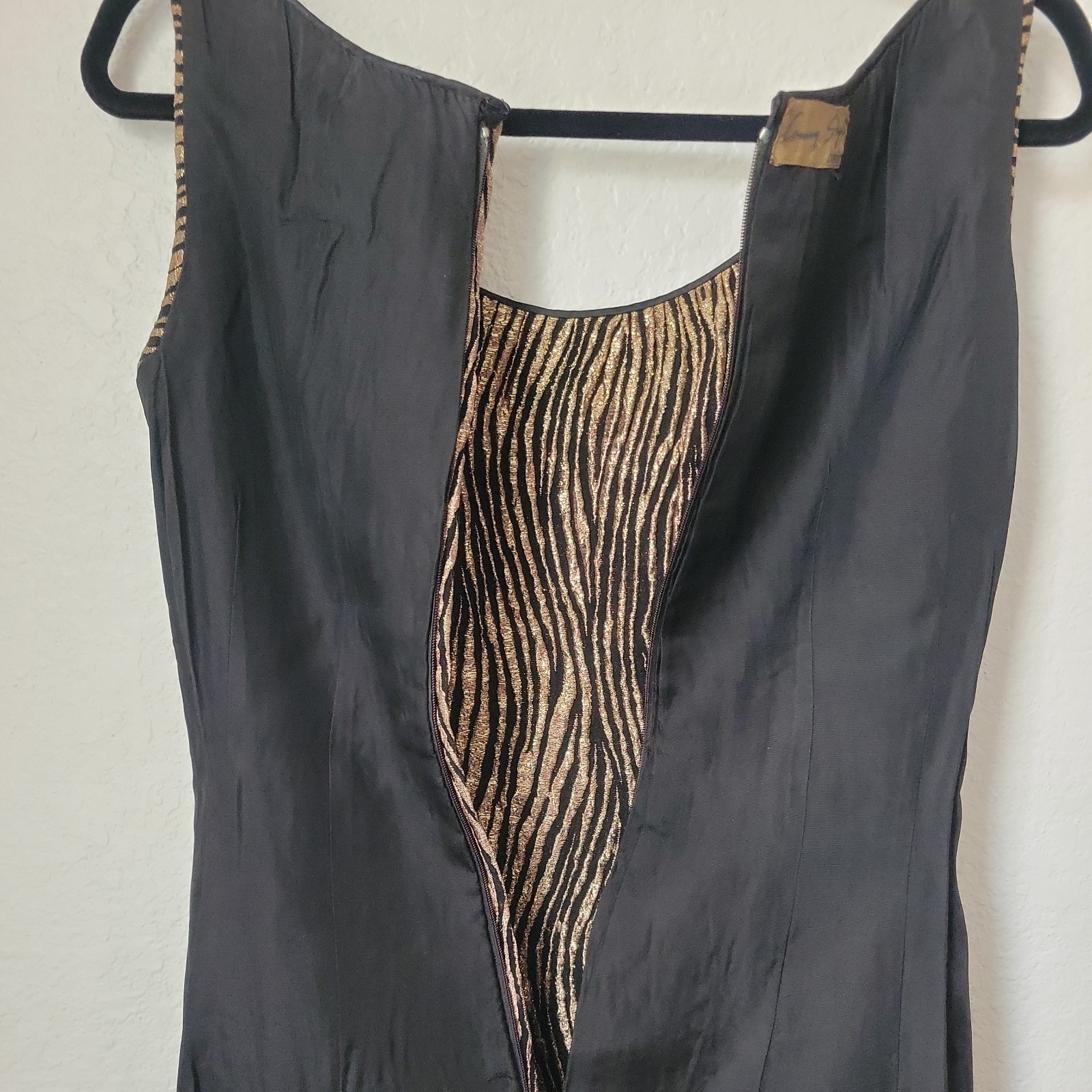 Vintage 60s 70s Cocktail Mini Dress Mod MCM Gold Lurex Animal Print Small Berlin