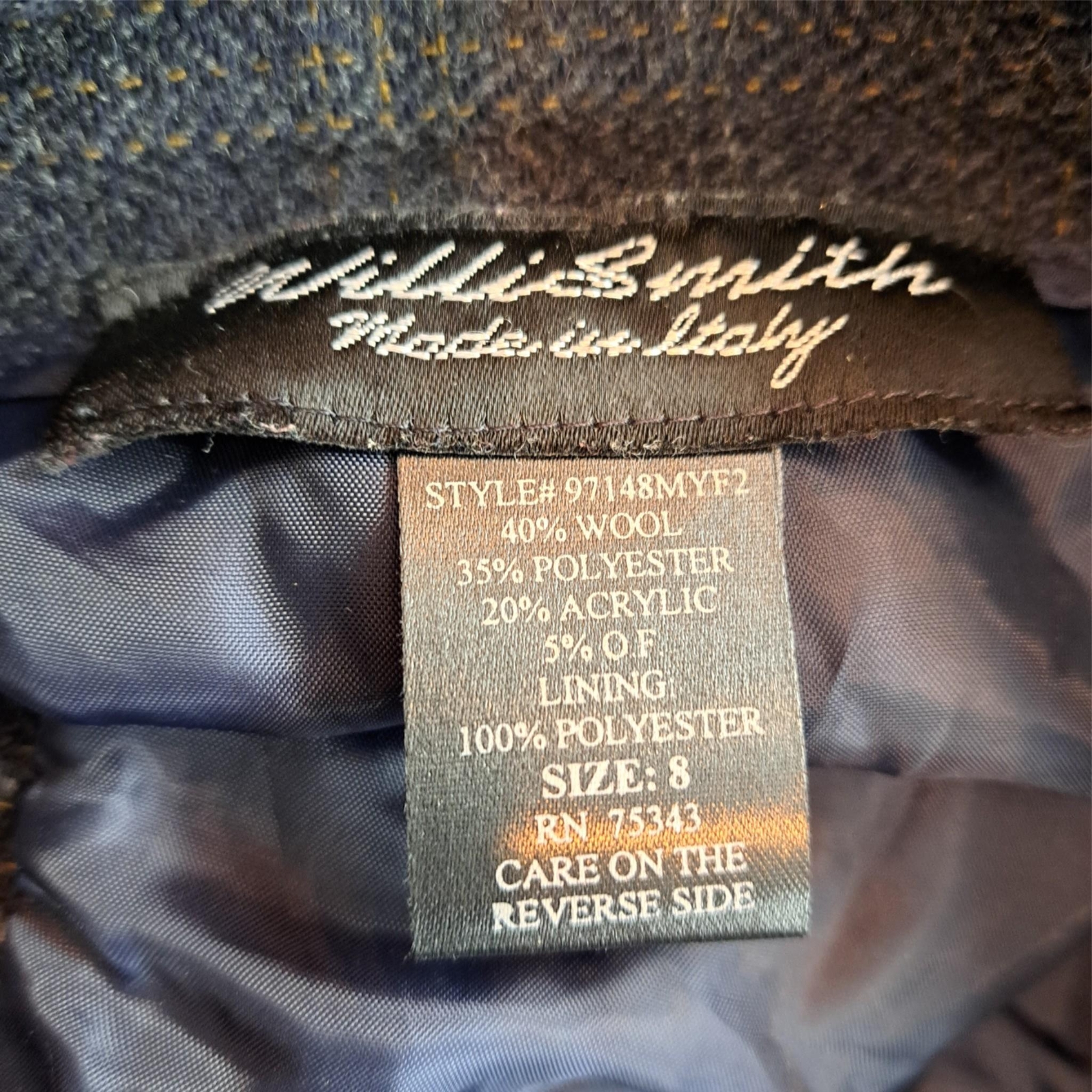 Willie Smith Womens Pants Gray Wool Gold Pinstripes Made in Italy Lined Size 8
