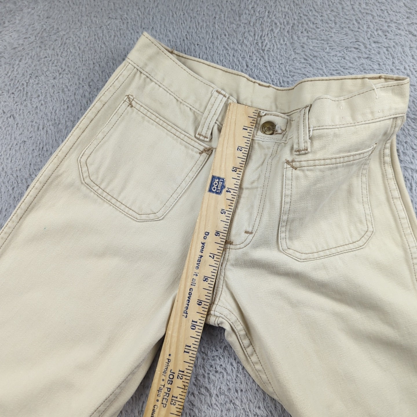 Vintage 1960s Lee Flares Pants Womens Meas 29×34 Beige Moleskin Bell Bottoms