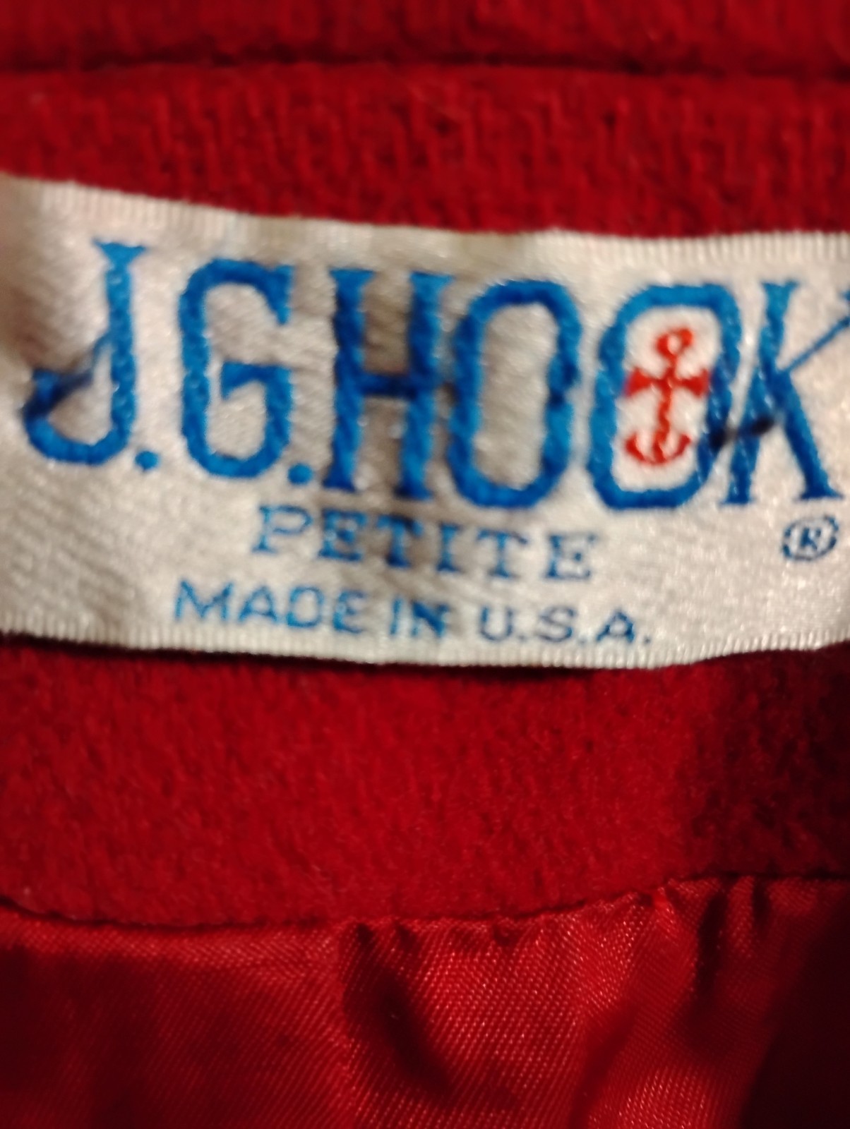 Women’s Vintage Wool JG Hook Wool Red Coat Size Large P Made In US Union Made
