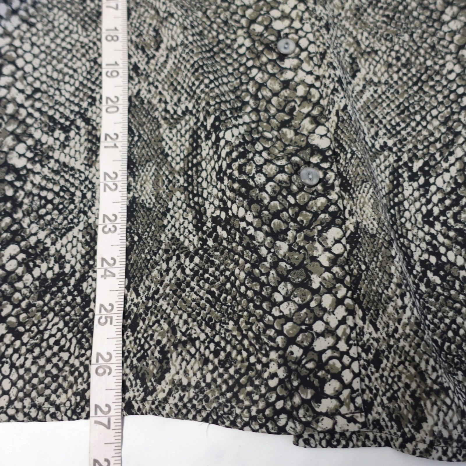 Vintage 90s Snakeskin Print Tie Neck Pussy Bow Blouse Grey XL Maximalist Top