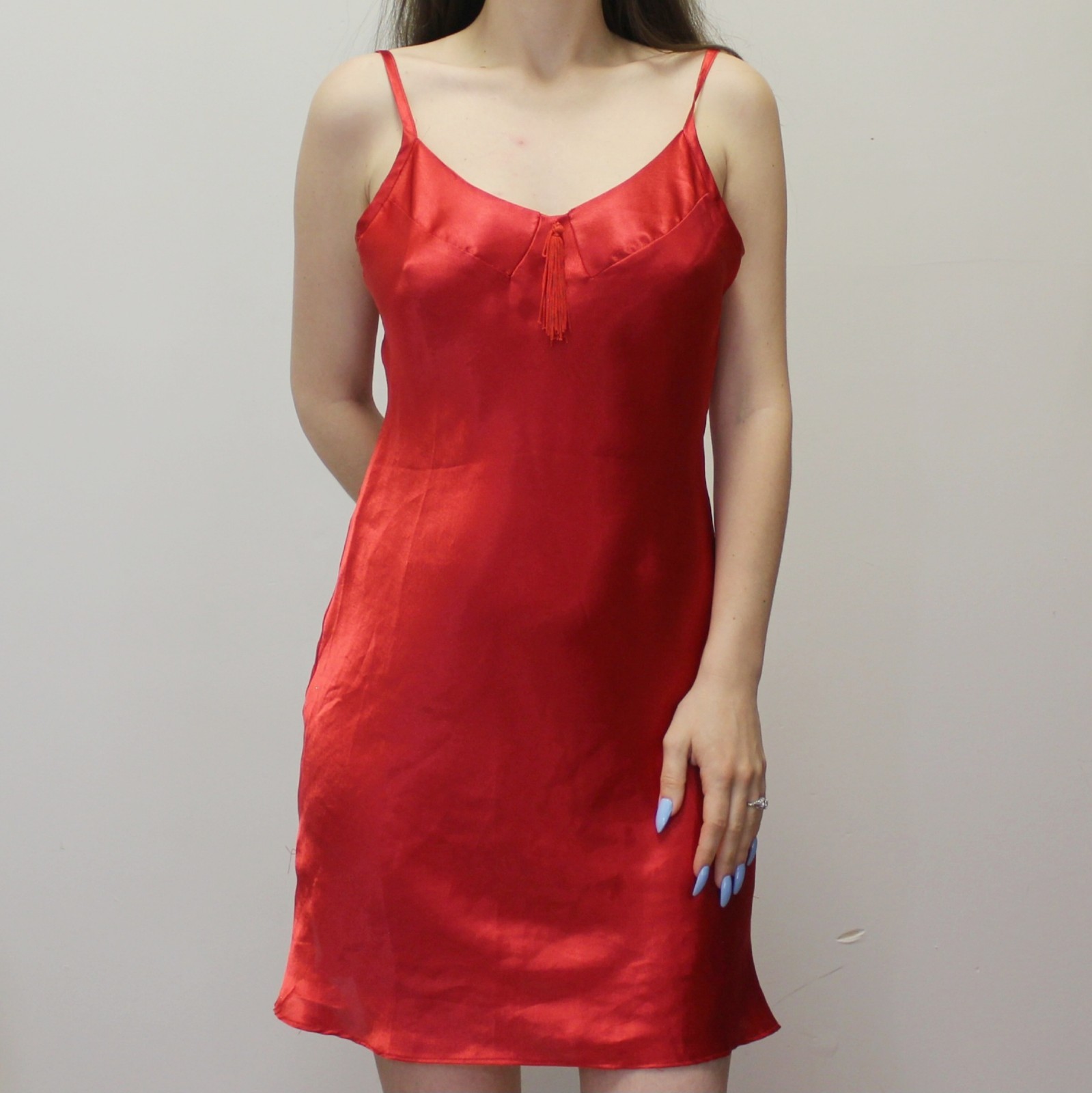 Vintage 90s Red Slip Dress Chemise by Body Drama Lingerie