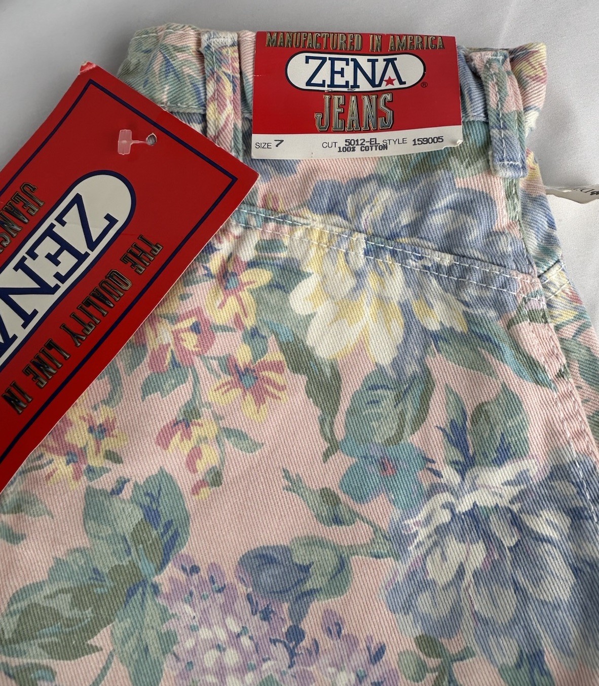 NWT Vtg 90s Zena Floral Denim High Waist Bermuda Shorts Capri Sz 7 Cottagecore