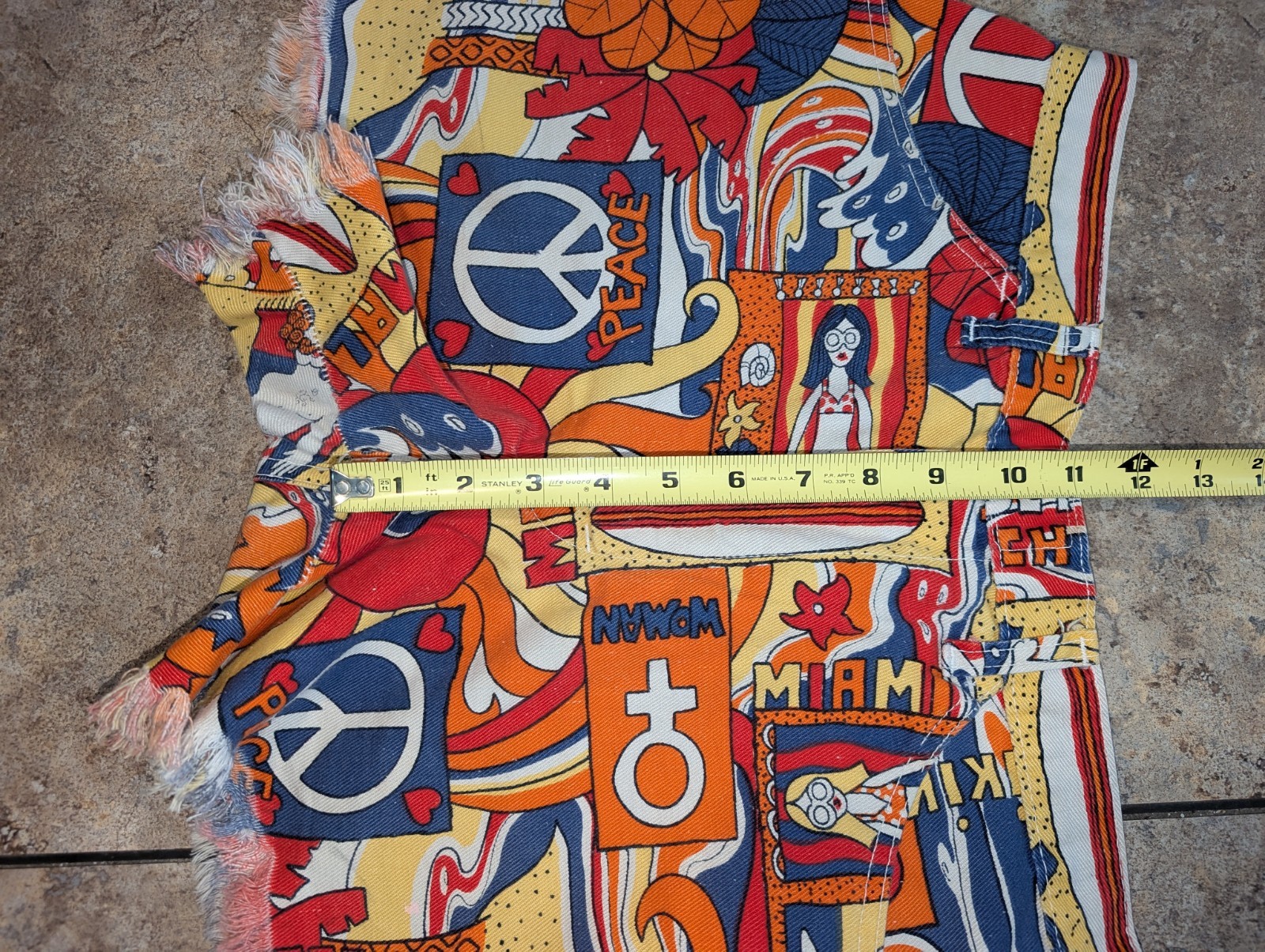 1970s Vintage Ladies Cut Off AOP Shorts Rare&1 Of A Kind!!!!!