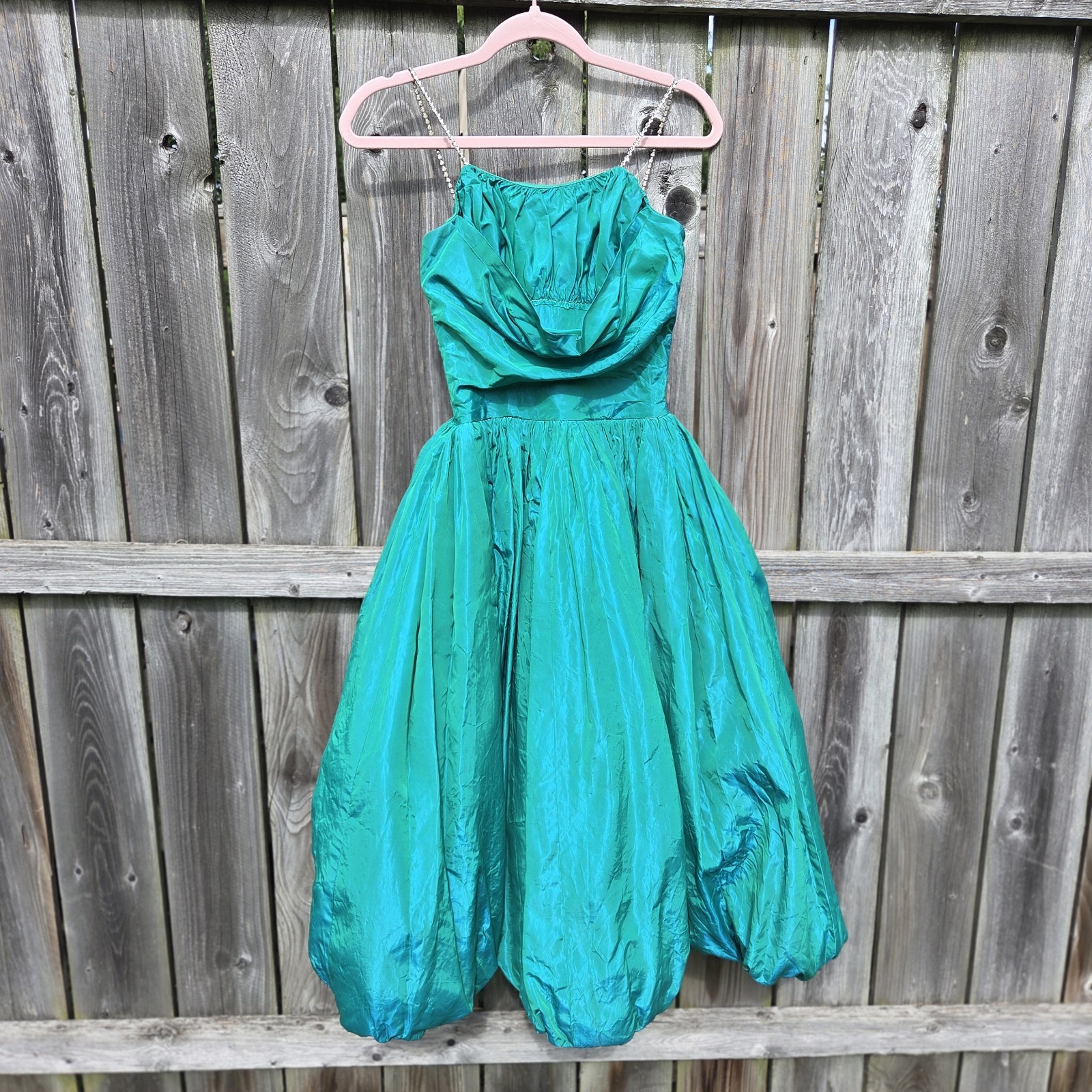1950s Vintage Green Formal Bubble Hem Dress.. PLEASE READ Description