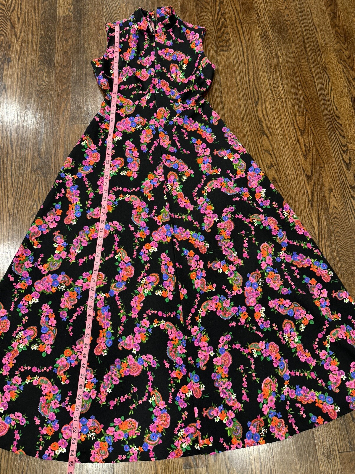 Vintage 70’s It’s Better X Floral Mod Retro Hippie Long Maxi Dress Double Knit
