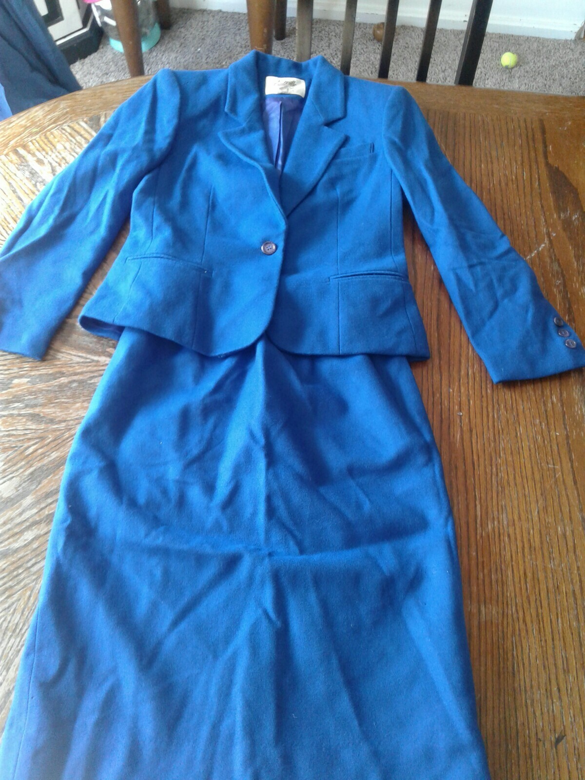 Vintage Saville Blue Wool 2 Piece Skirt Suit Size 6 (CB24)