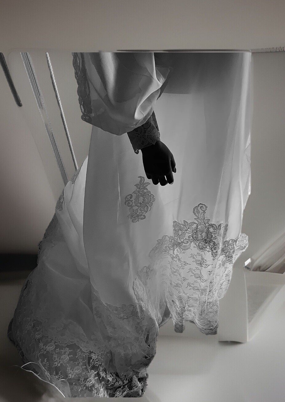 Vtg 1980’s Wedding Dress Powder Puff White Cottage Core Small-Med