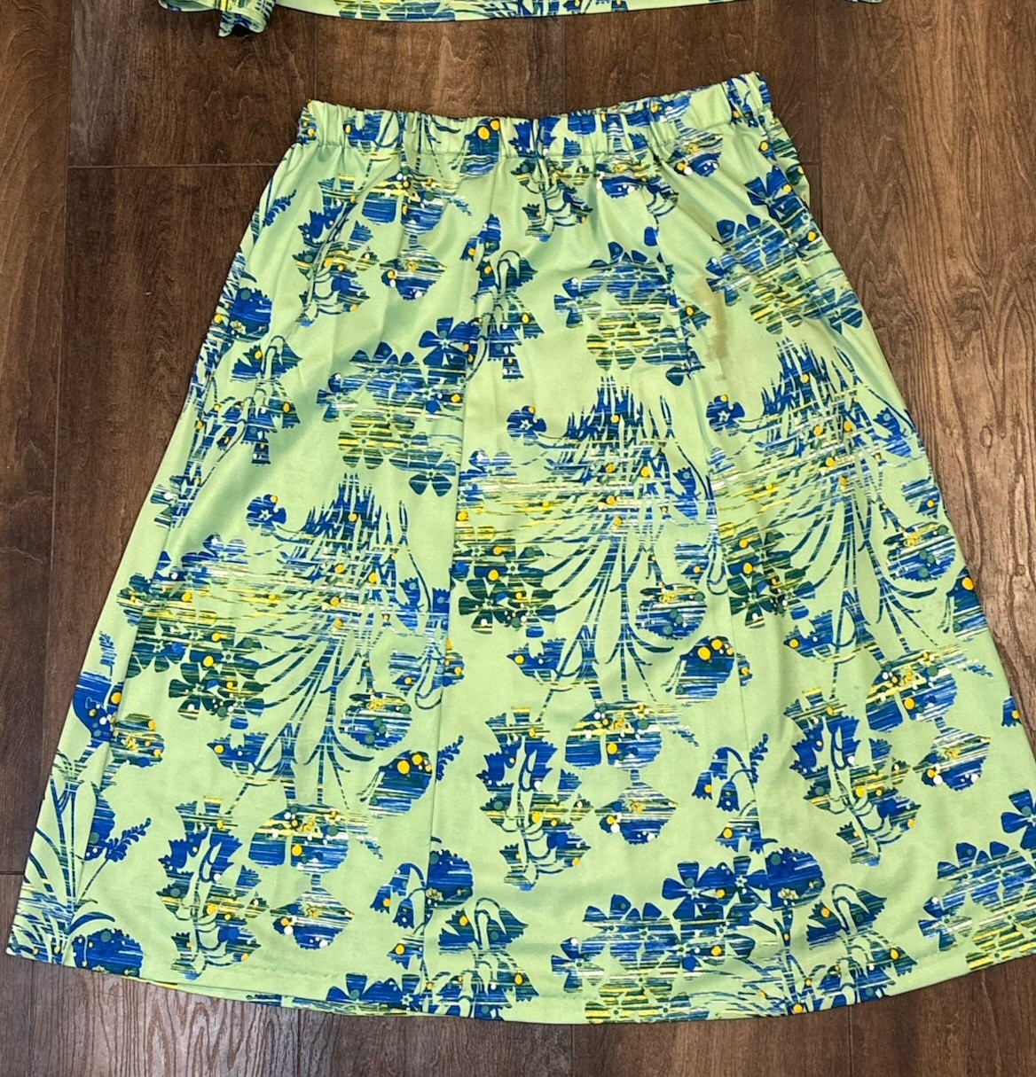 Vtg DutchMaid Dress Womens 34 Blue Green Floral Print Hippie Boho Flower Collar
