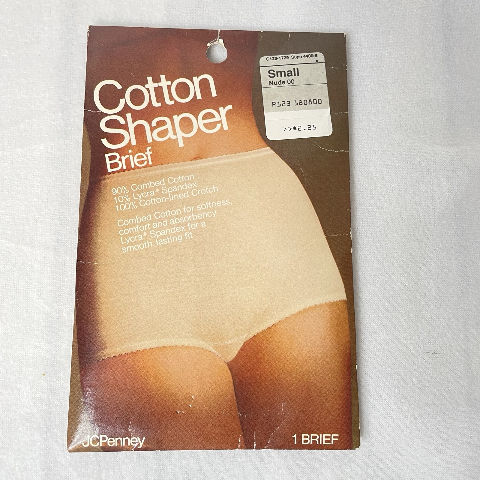 JC Penney Cotton Shaper Brief 10% Lycra Spandex Small Nude #123-1808 Hips 32-34″