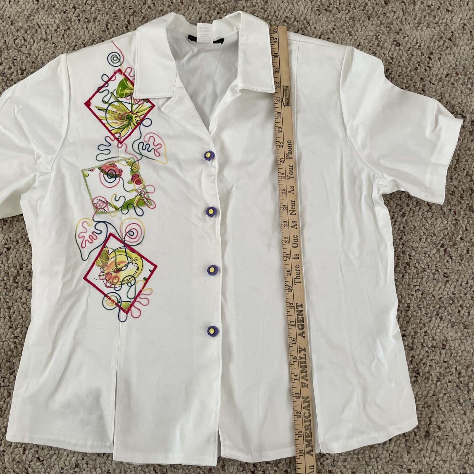 Vtg AJ Clothing Company Miami Women’s XL Colorful Flower Button Shirt Blouse Top