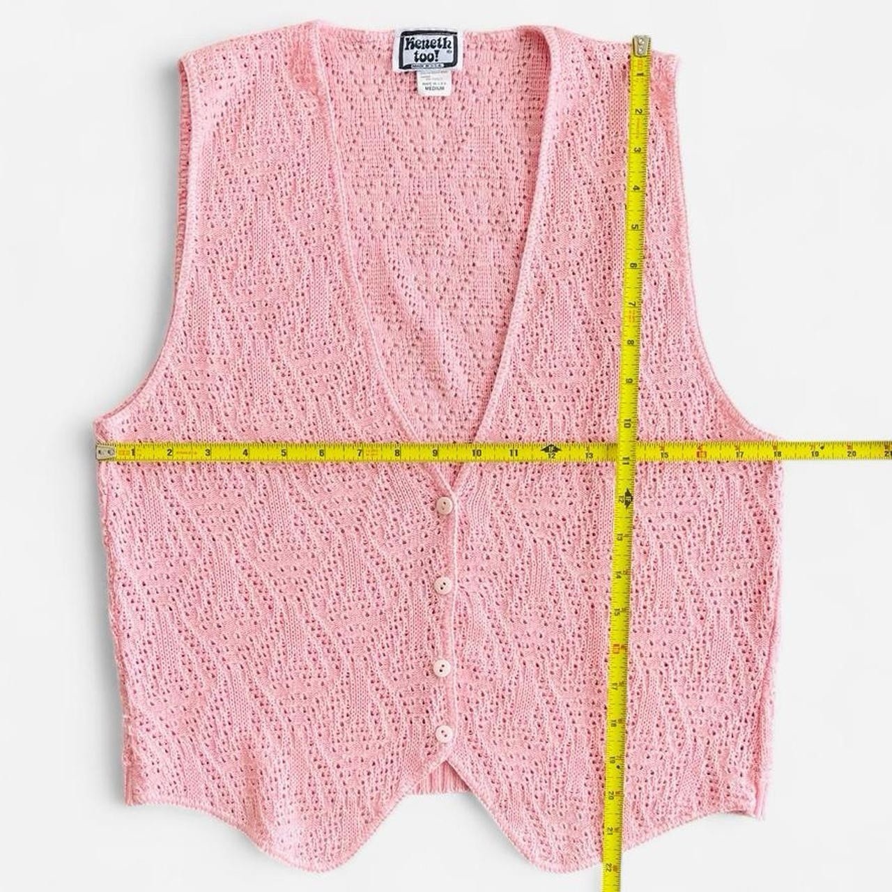Vintage Kenneth Too Pastel Pink Knit Vest M Granny Cottagecore Knitwear