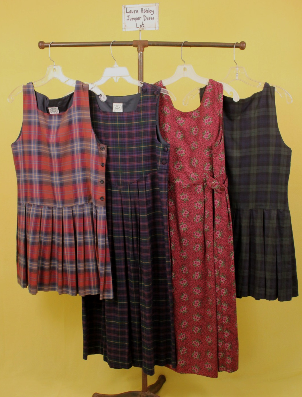 VTG 80s 90s Lot of 4 Laura Ashley Pleated Jumper Dresses Sz S 1990s Dress Lot