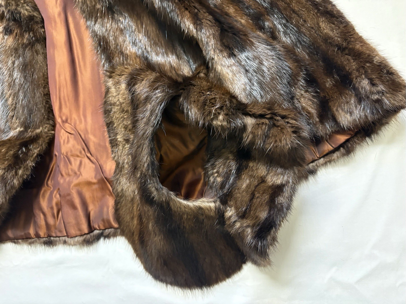 Vintage Mahogany/Black Striped Mink Caplet- Incredibly Beautiful Shiny Fur