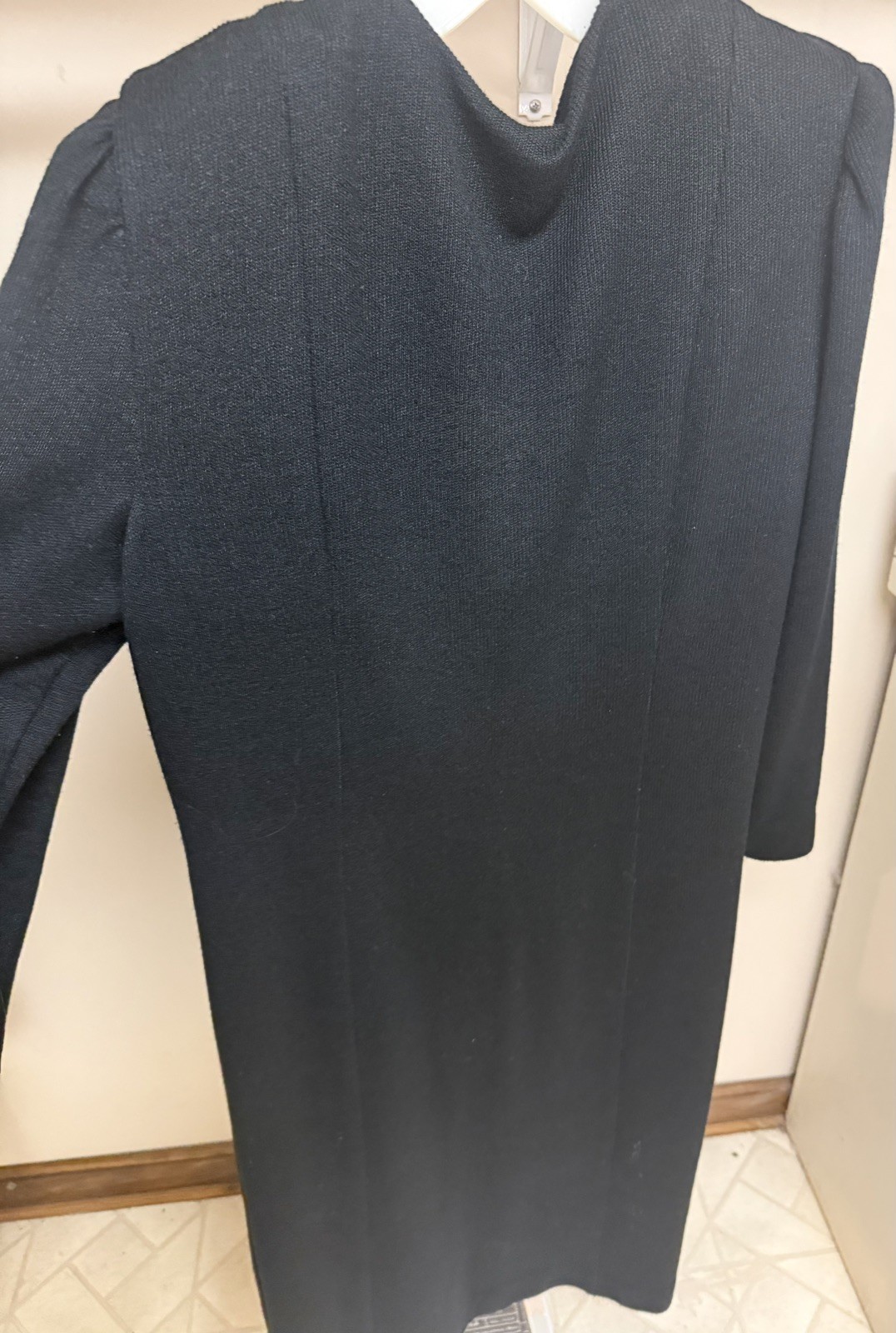 Vintage Leslie Fay Black White Contrast Dress Gold Button 80s 90s Power Career