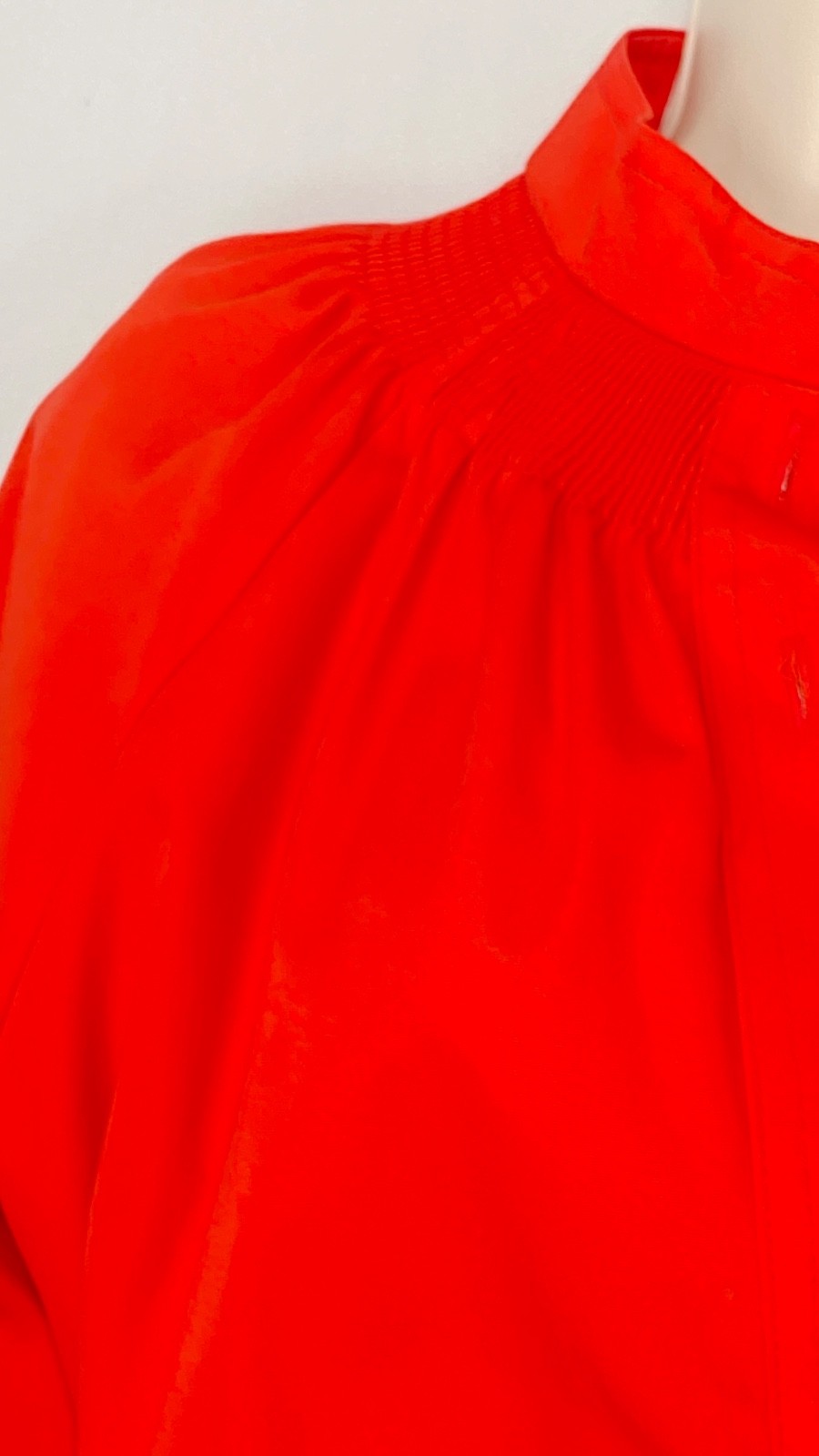 Vintage 1970s red midi dress 3/4 sleeve heavy cotton A line shirt pockets M L