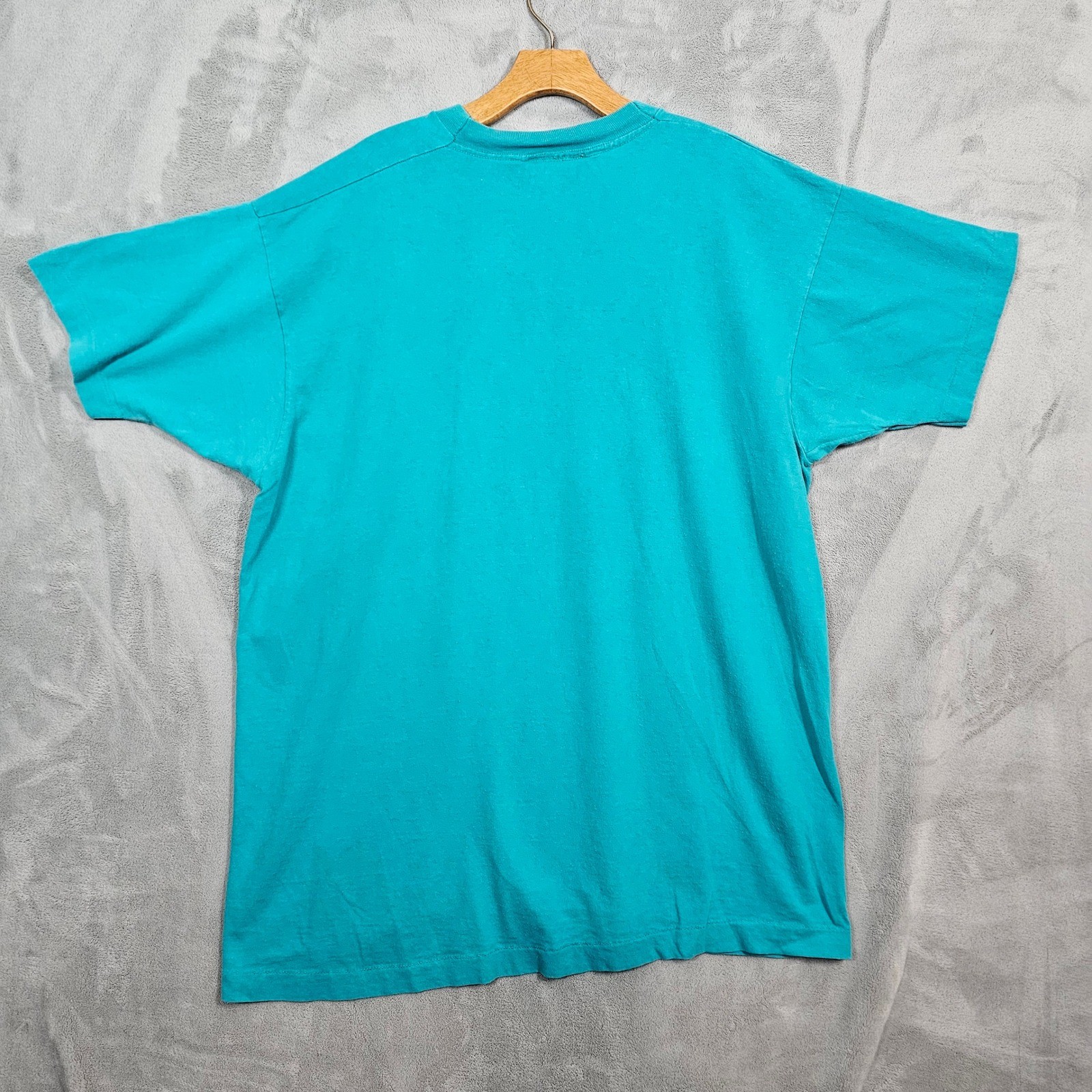 Disney Originals Vintage Mickey Mouse Embroidered Teal TShirt L-XL Single Stitch