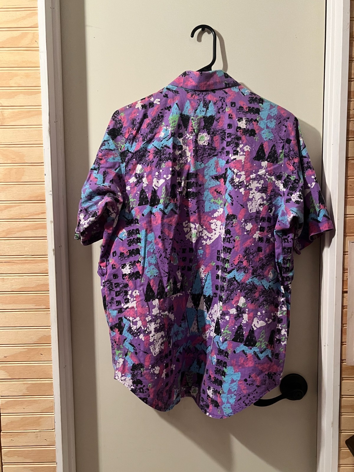 Vintage vibrant colorful Wanda D 1980s geometric button up shirt