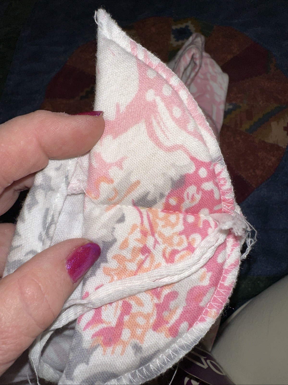 Vintage Dress Pink, White, Gray And Peach Floral Design, Size 9, Another Goody