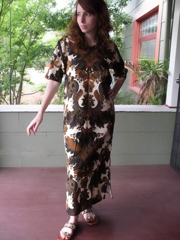 VTG 60s 70s Mod Hippie Caftan Dashiki Dress STELLAR Bold Tribal Paisley Festival