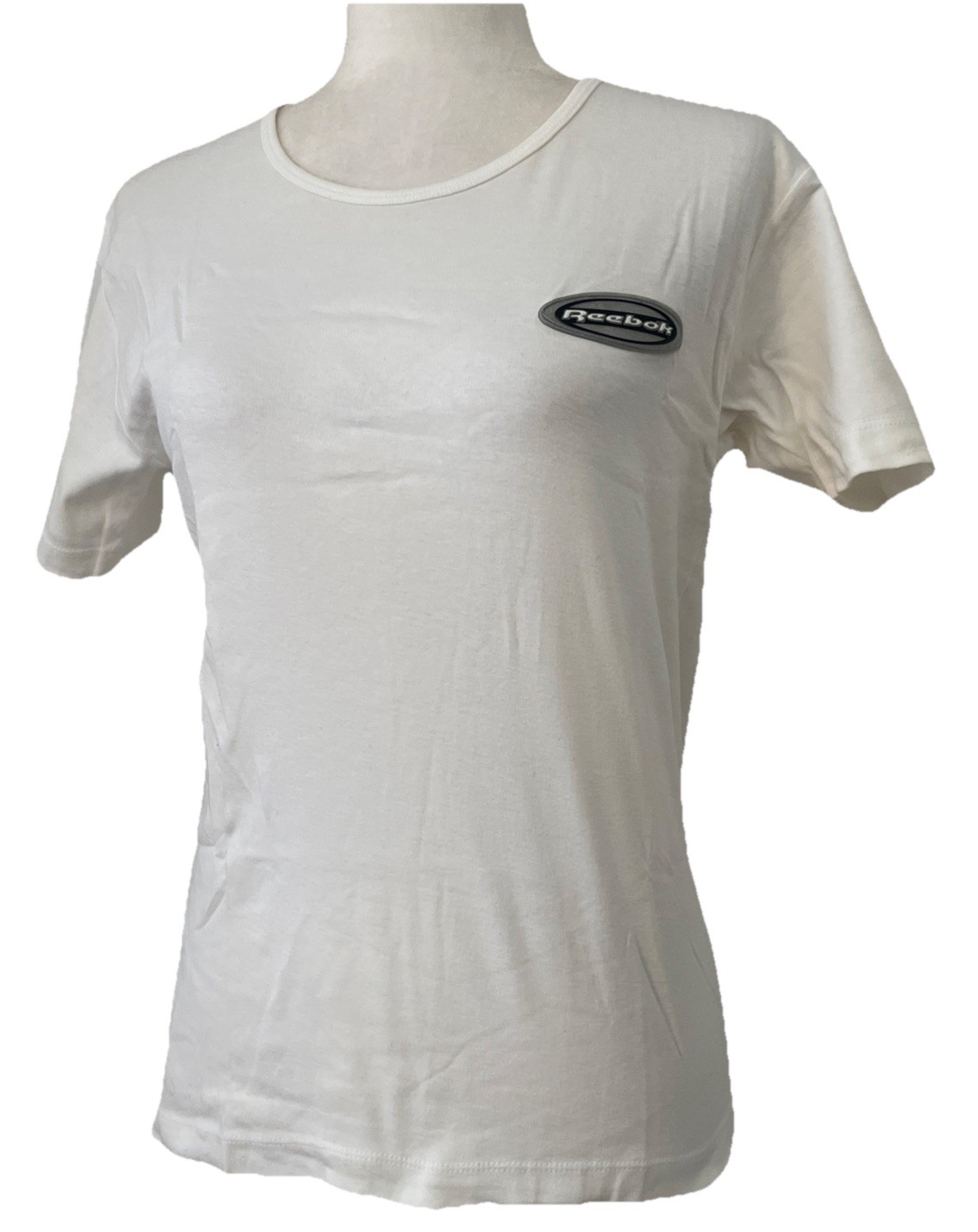 Reebok Womens T Shirt Top Vintage Spell Logo Patch Y2K USA White Large