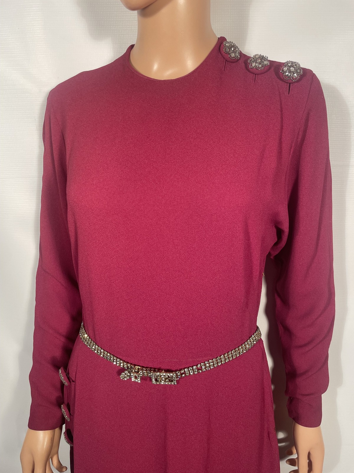 Vintage 1940’s Burgundy Rayon Crepe Dress Size S/M