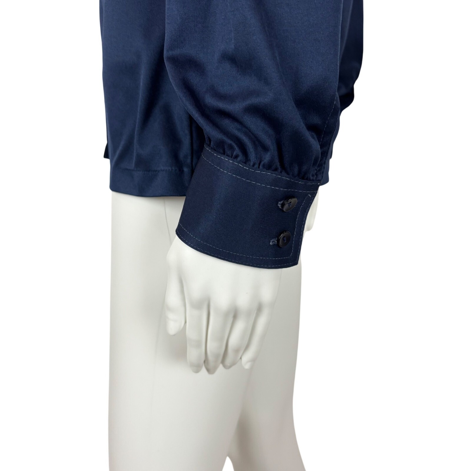 Vintage 70s Disco Blouse Women’s Medium Dark Blue Shiny Going Out Top