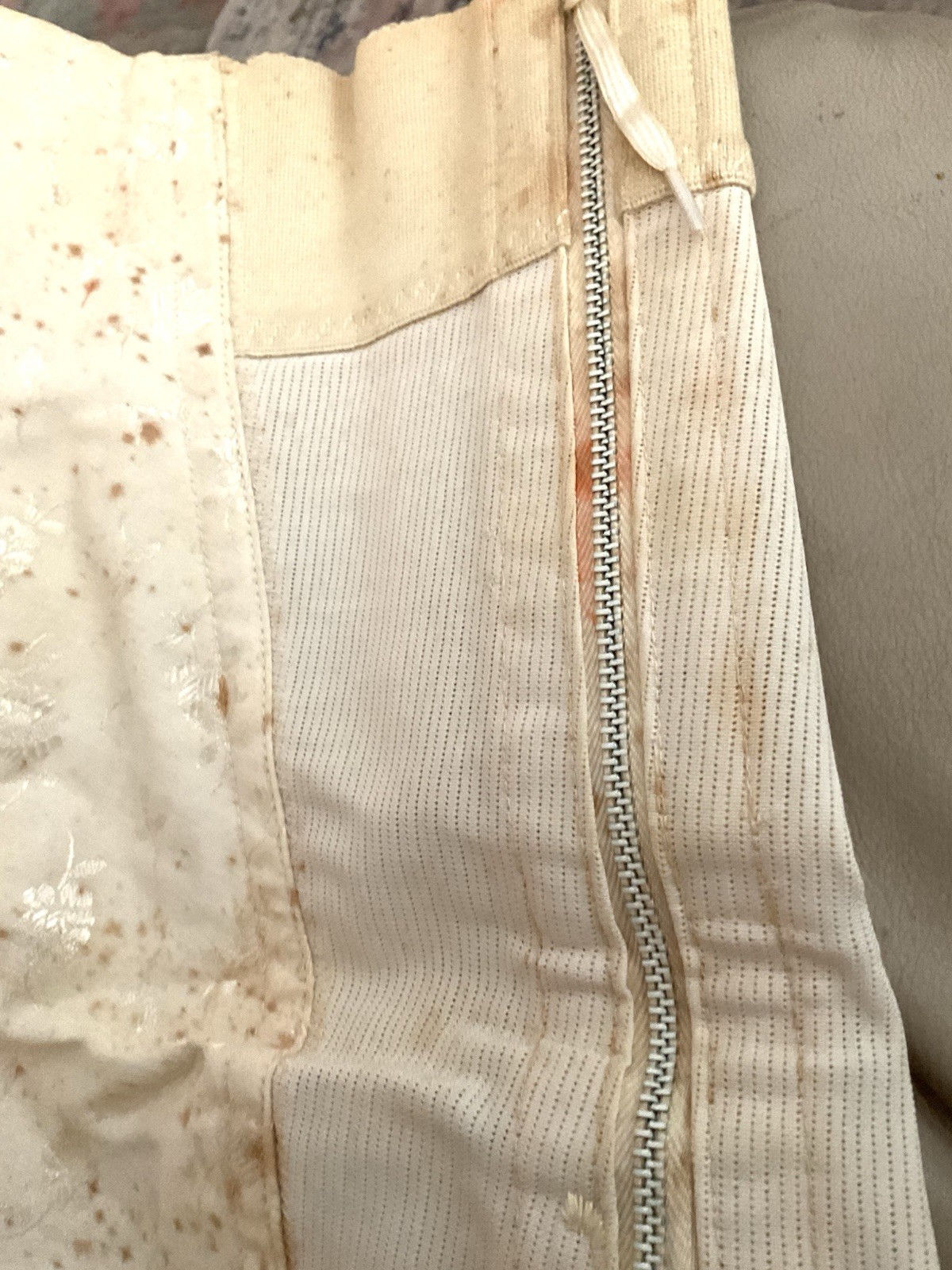 Open Bottom Girdle Skirt 4 Garters Young White Sz L Zipper Side Satin Panel