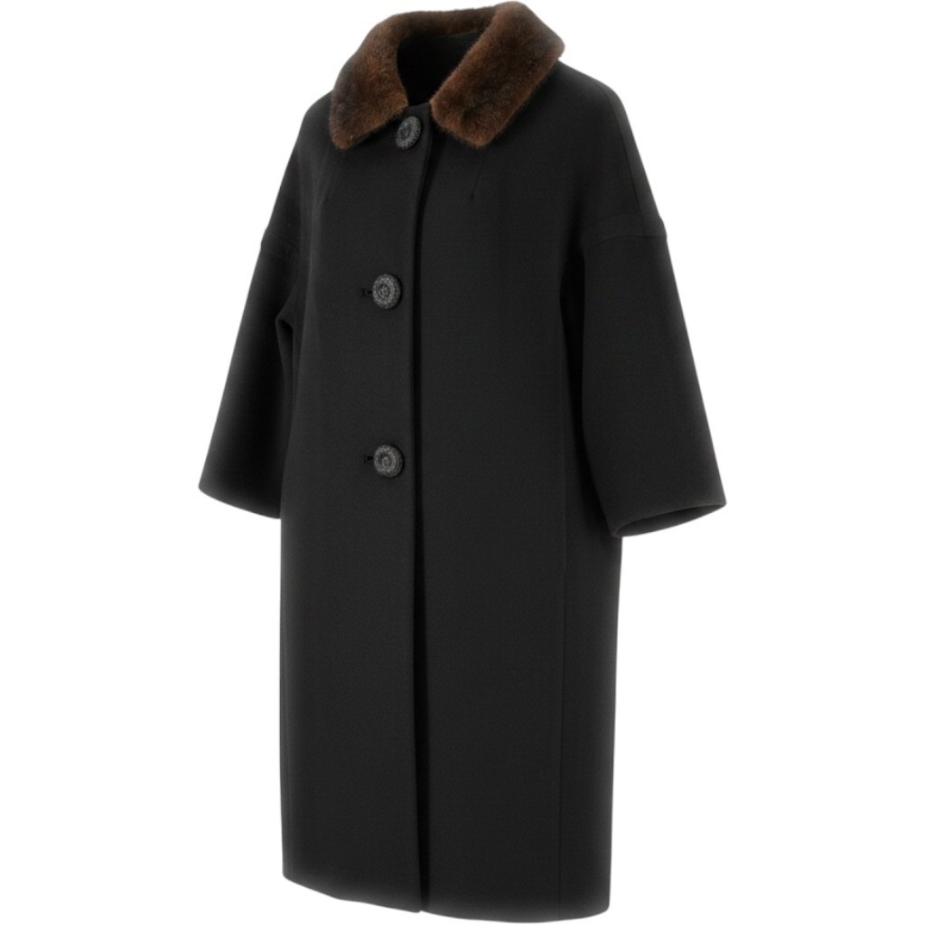 Vintage Ardoni California Wool Coat Mink Fur Collar ILGWU Union Made 60s M
