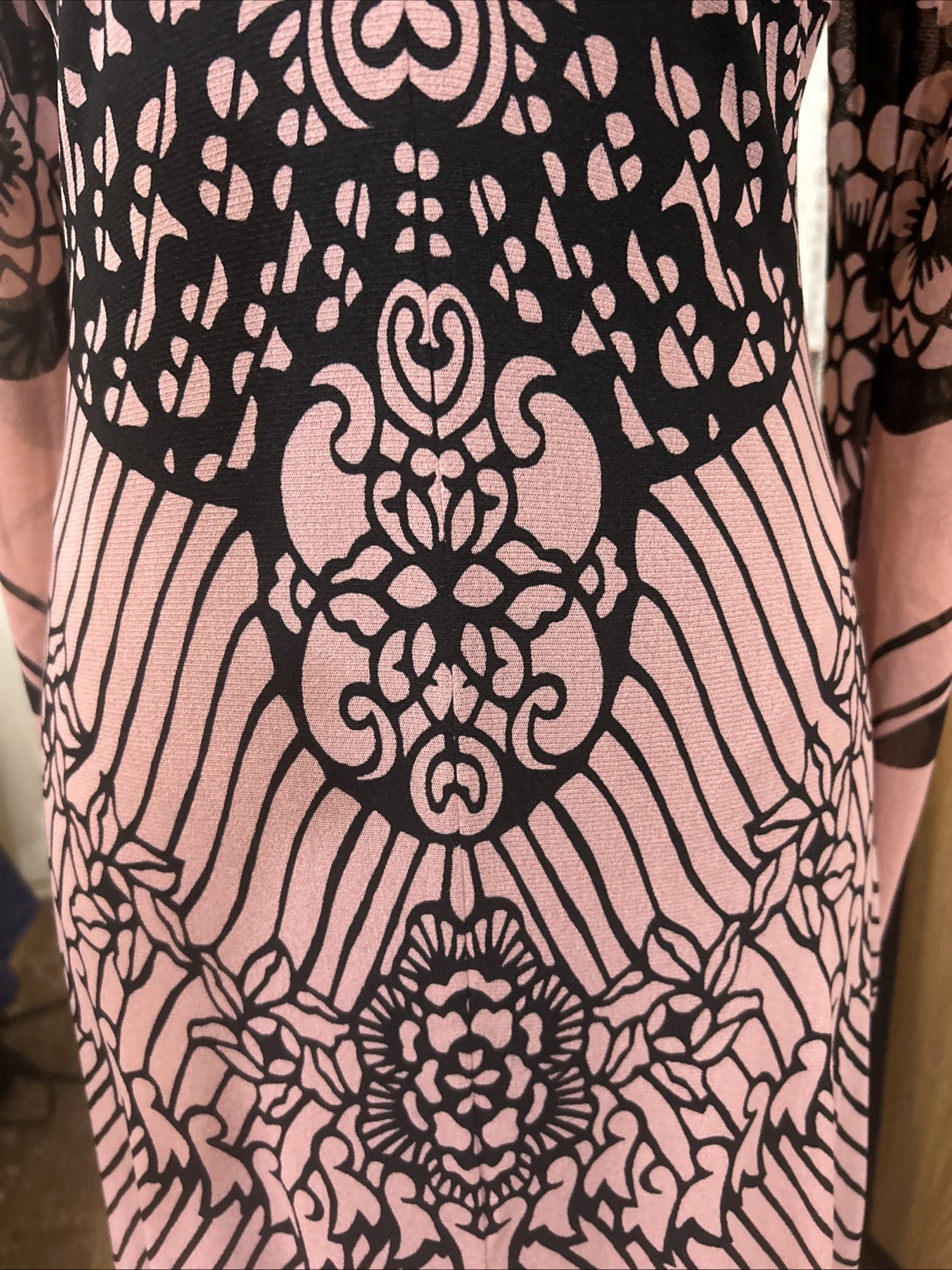 Gorgeous Vintage Vivienne Tam Nylon Mesh Black & Pink Floral Dress Size 1