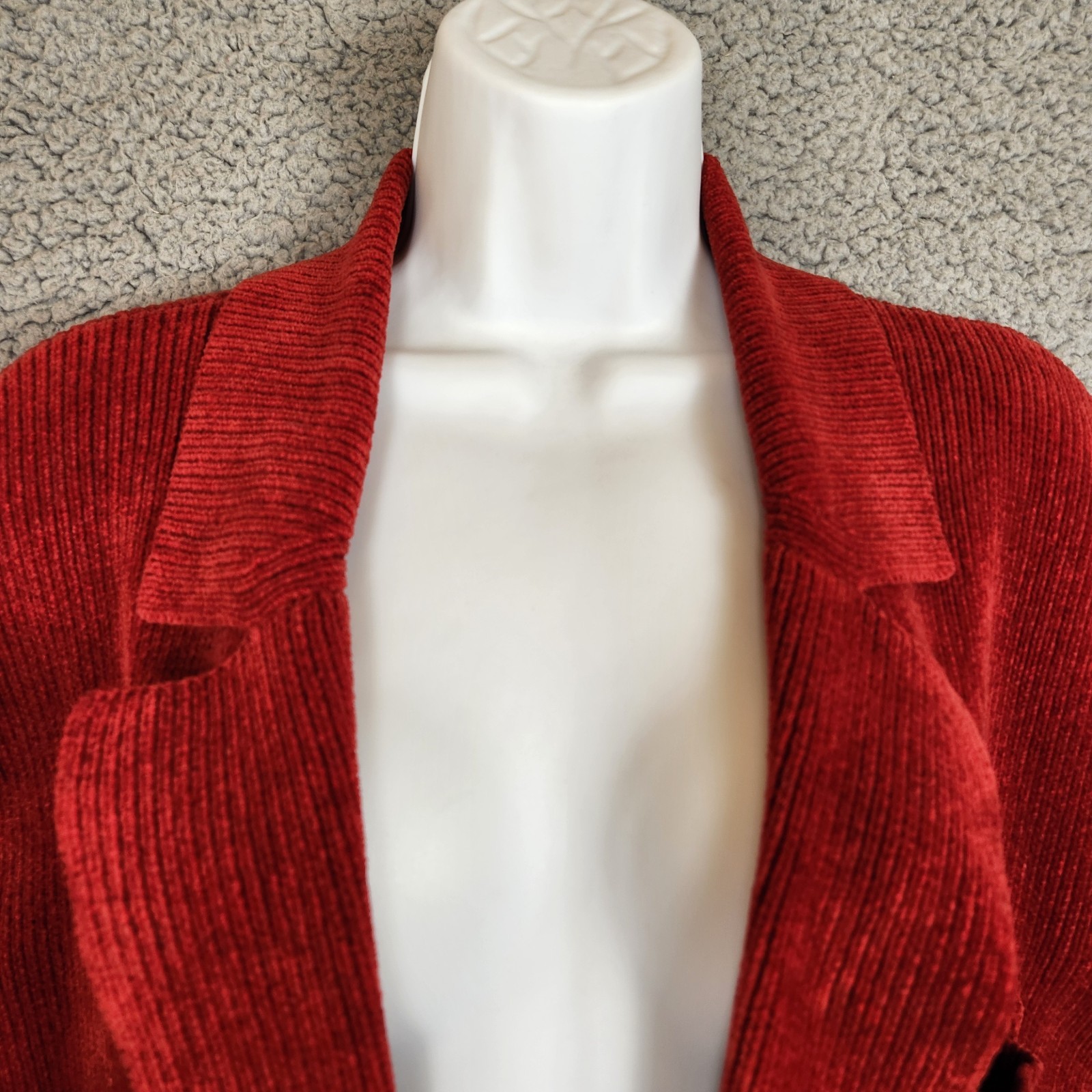 Vintage 80s Ralph Lauren Women’s Large Cardigan Sweater Blazer Red Crest Pockets