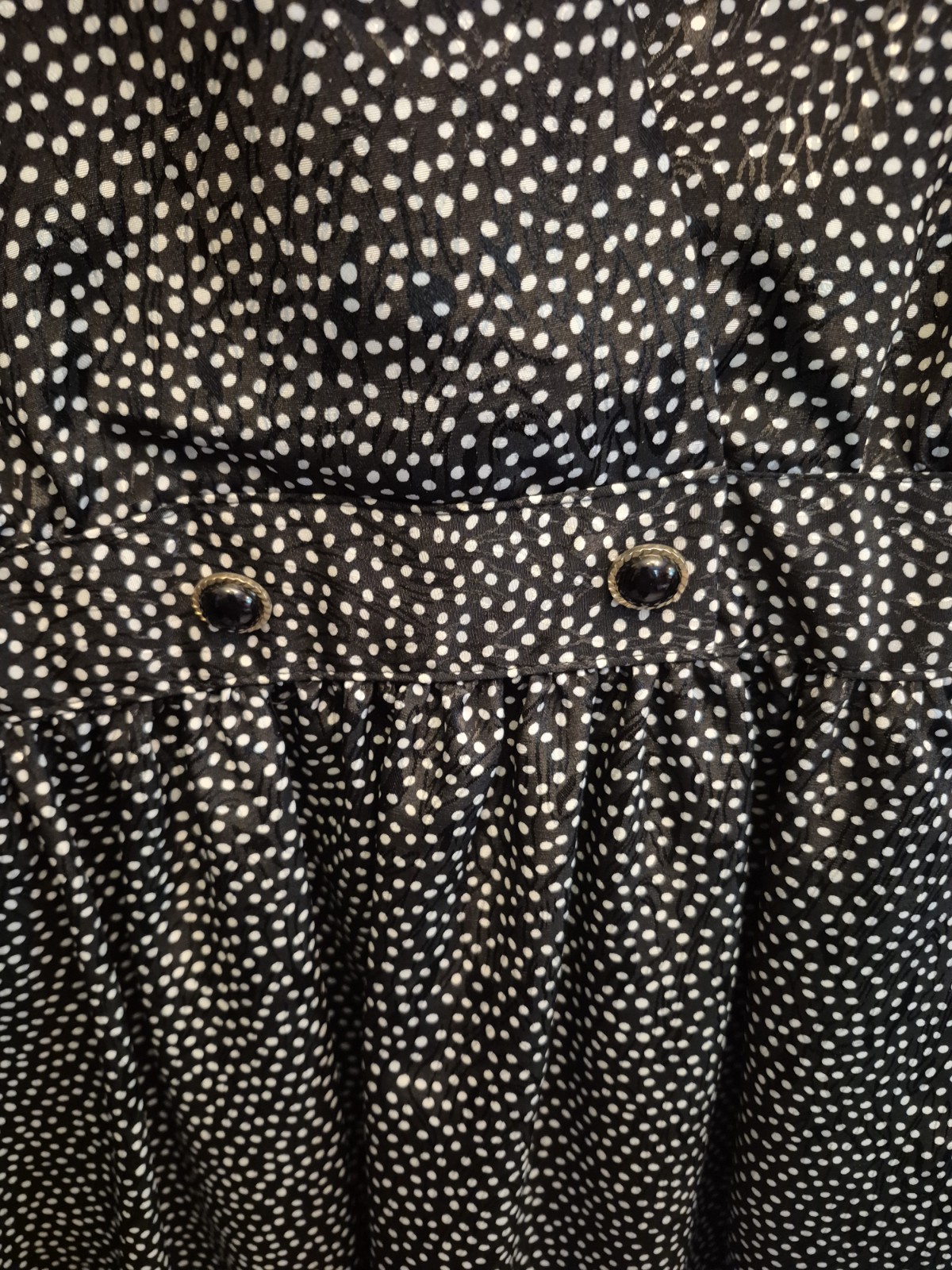 Vtg Breli Originals Size 18 Black W/white Polka Dots Dress With Pockets