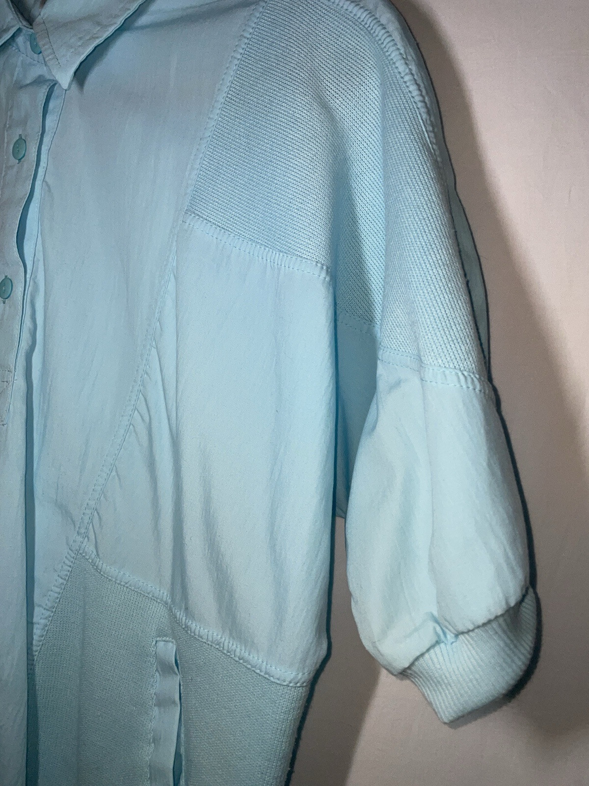 Vintage Women’s Bocoo Nylon Trim Blue Pullover Top (1980s) EUC