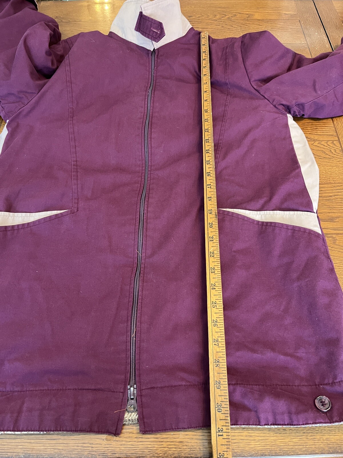 Vintage 1980s Sz Lg Foxland Zip Jacket Barn Coat Flannel Lined Purple Retro