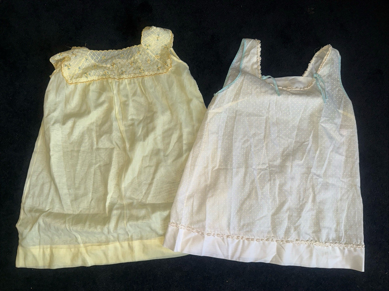 Vintage 60s Cotton Nightgown Mini Gown Babydoll Sleeveless Slip Dress Small