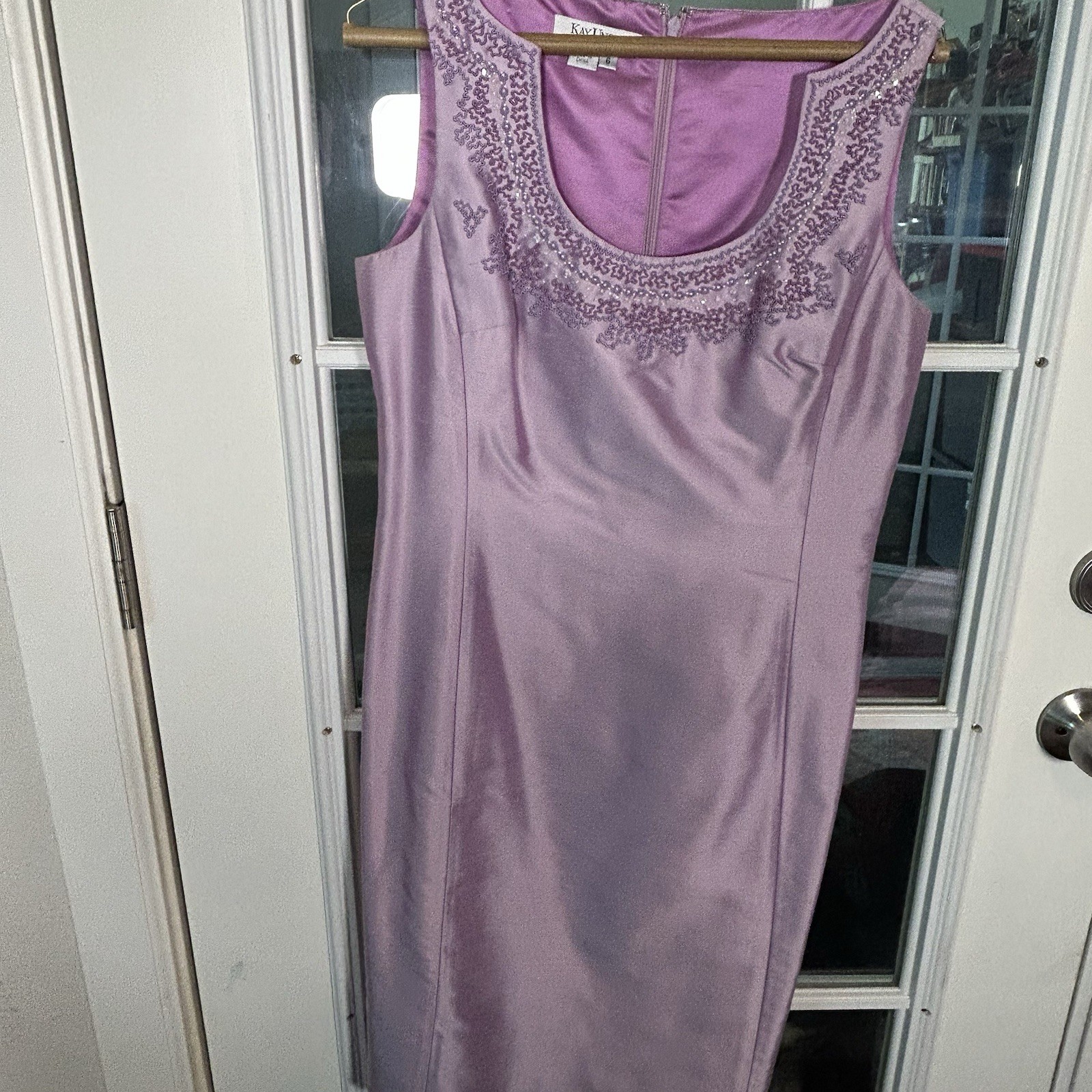 Lillie Rubin X Kay Unger Vintage 1990s 100% Silk Lavender Beaded Dress Jacket 6