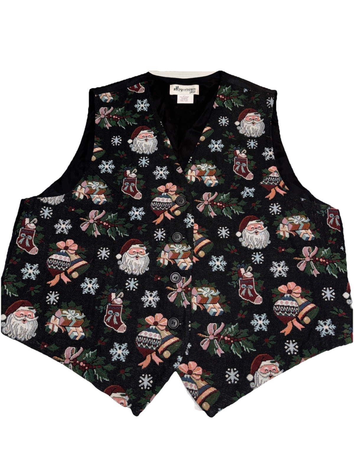Sportables Plus Vintage Christmas Vest 1x Unisex Ugly Holiday Santa 90s