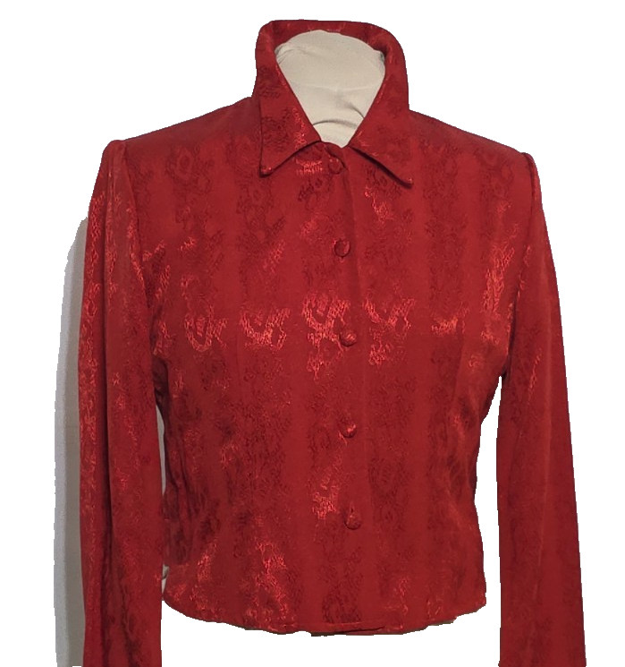 Vintage Candy Red Women’s Snake Skin Patterned Edgy Rocker 80s Jacket Small