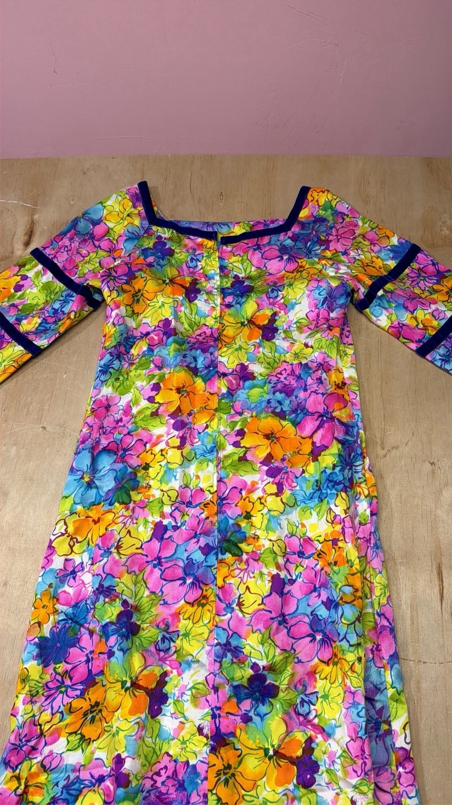 Vintage 1970s Kiyomi of Hawaii Floral Maxi Dress Cold Shoulder Slit Sleeve