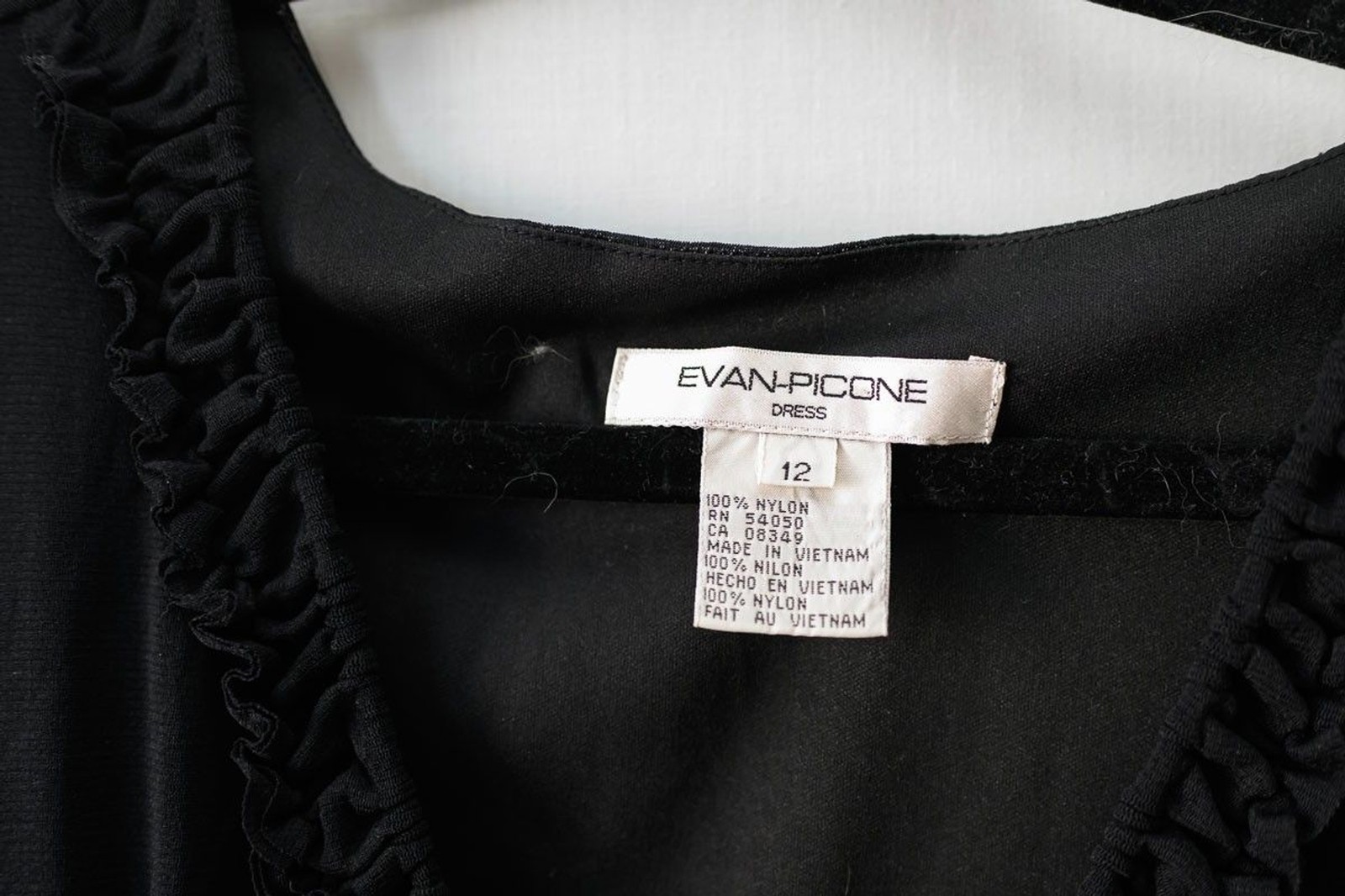 Vintage Evan-Picone Black ruffle dress 12 Goth Witchy cocktail Whimsigoth