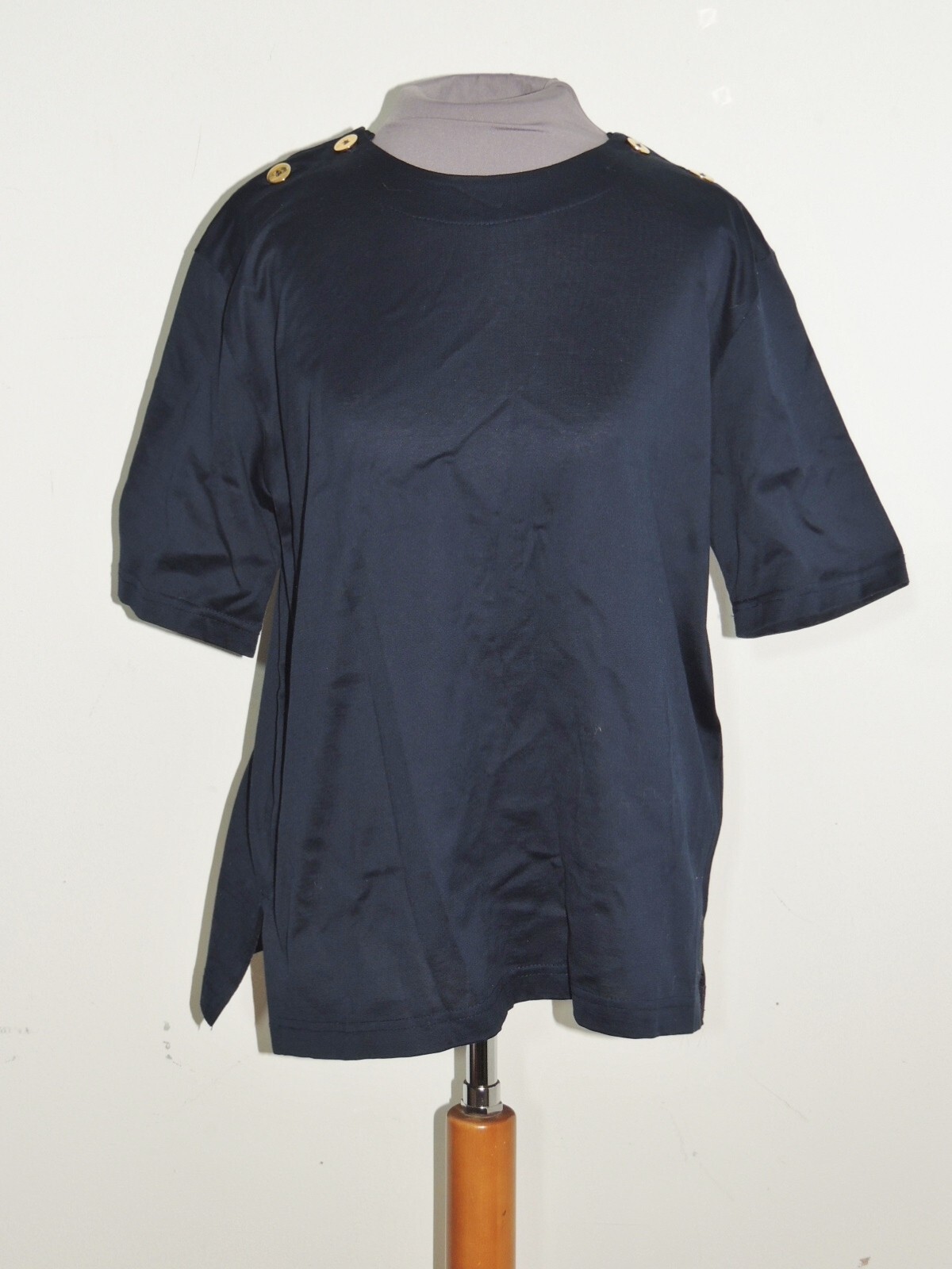 Vintage Yves Saint Laurent YSL Rive Gauche Navy Cotton Blouse FR sz 40 S – M