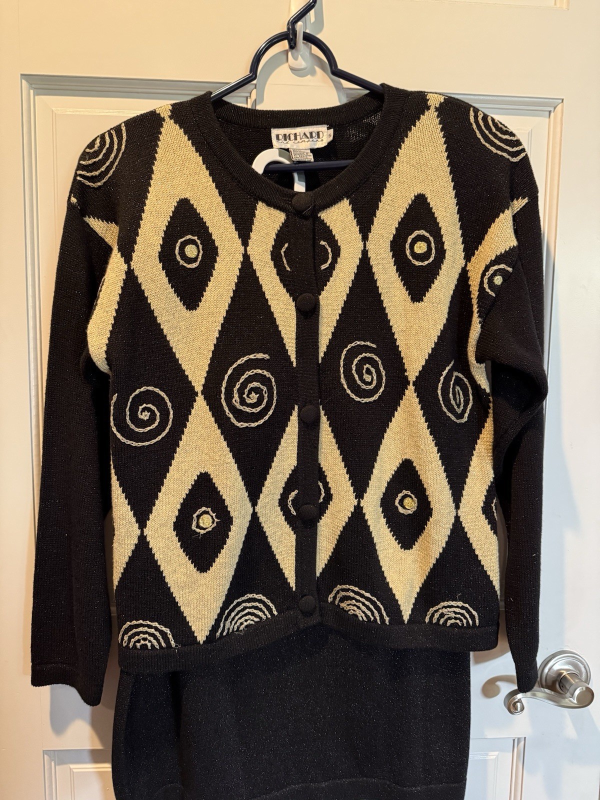 VTG Richard Sport NWT Sweater A-line Skirt Set Women’s Small Metallic & Cotton