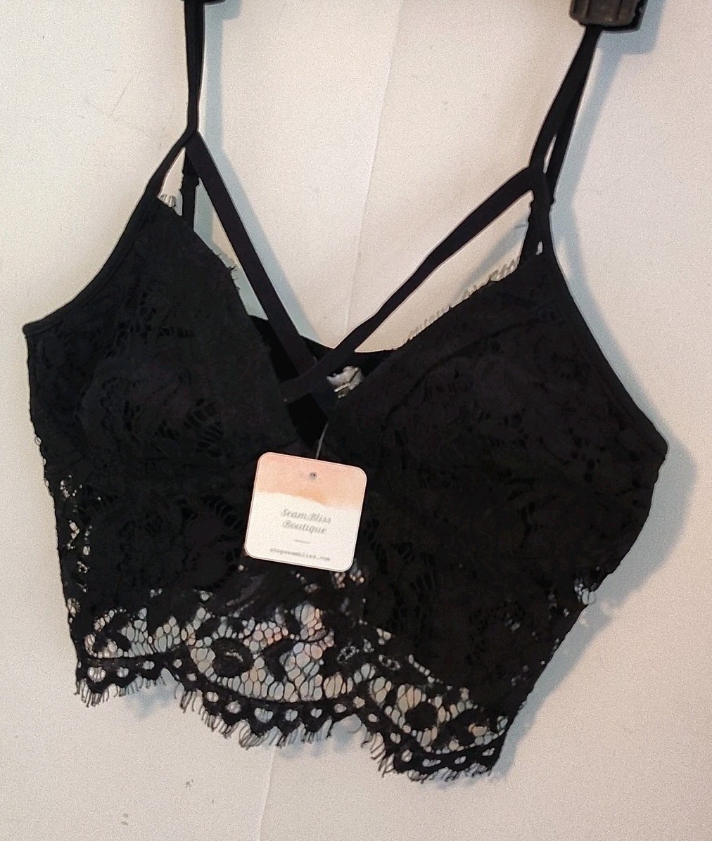 Small Paper Crane Bohemian Lace Bralette Tank Cami Top WIRE FREE No Budge Bra