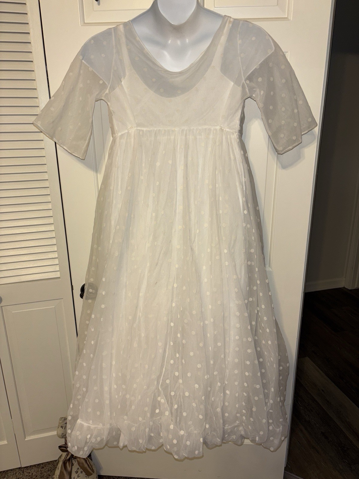 VTG 60s Lisette By Al Sterling Peignoir Set Polka Dot Sheer Chiffon Boudoir Sexy
