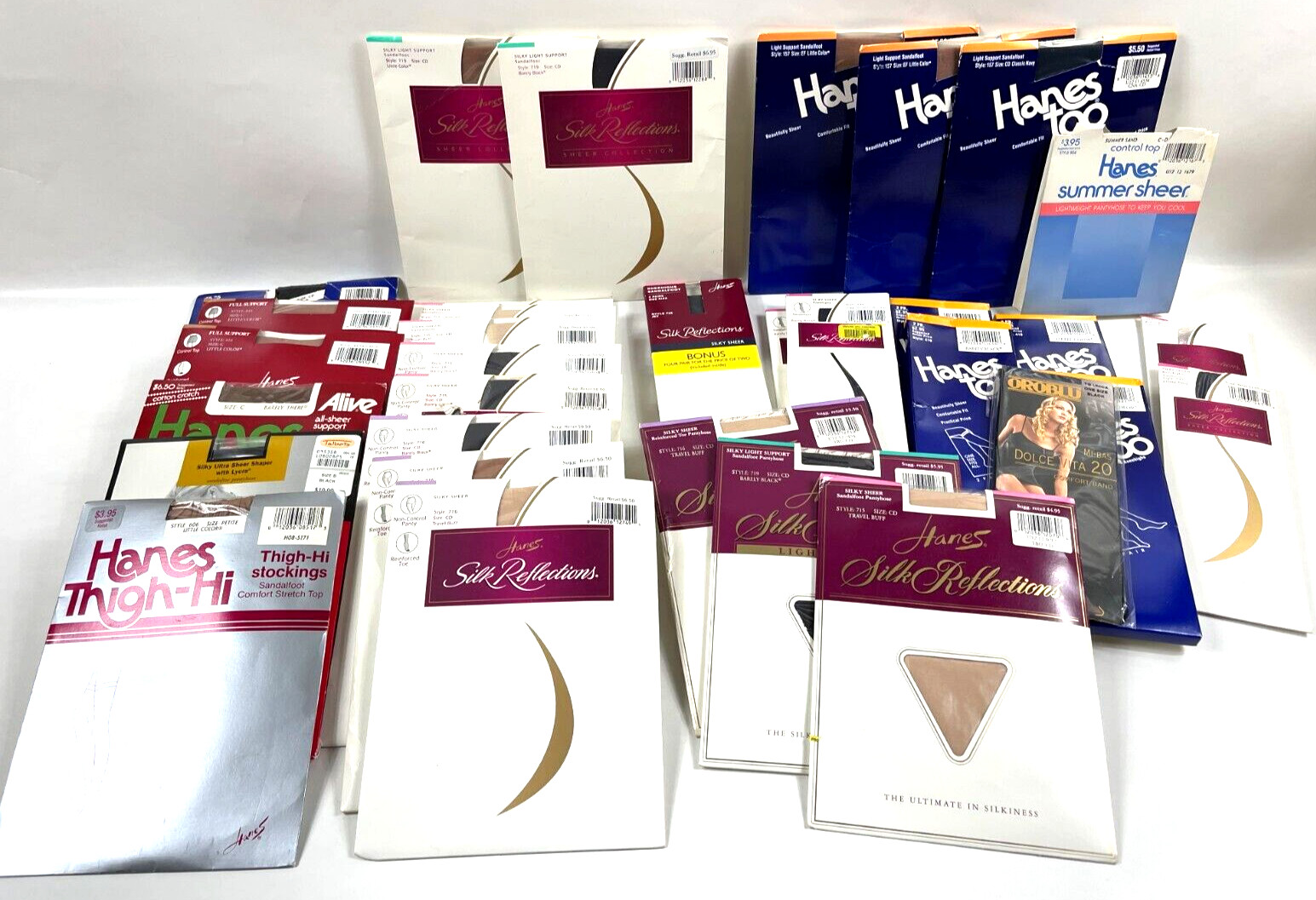Vintage Pantyhose Lot of 35 New Packages Various Styles Hanes