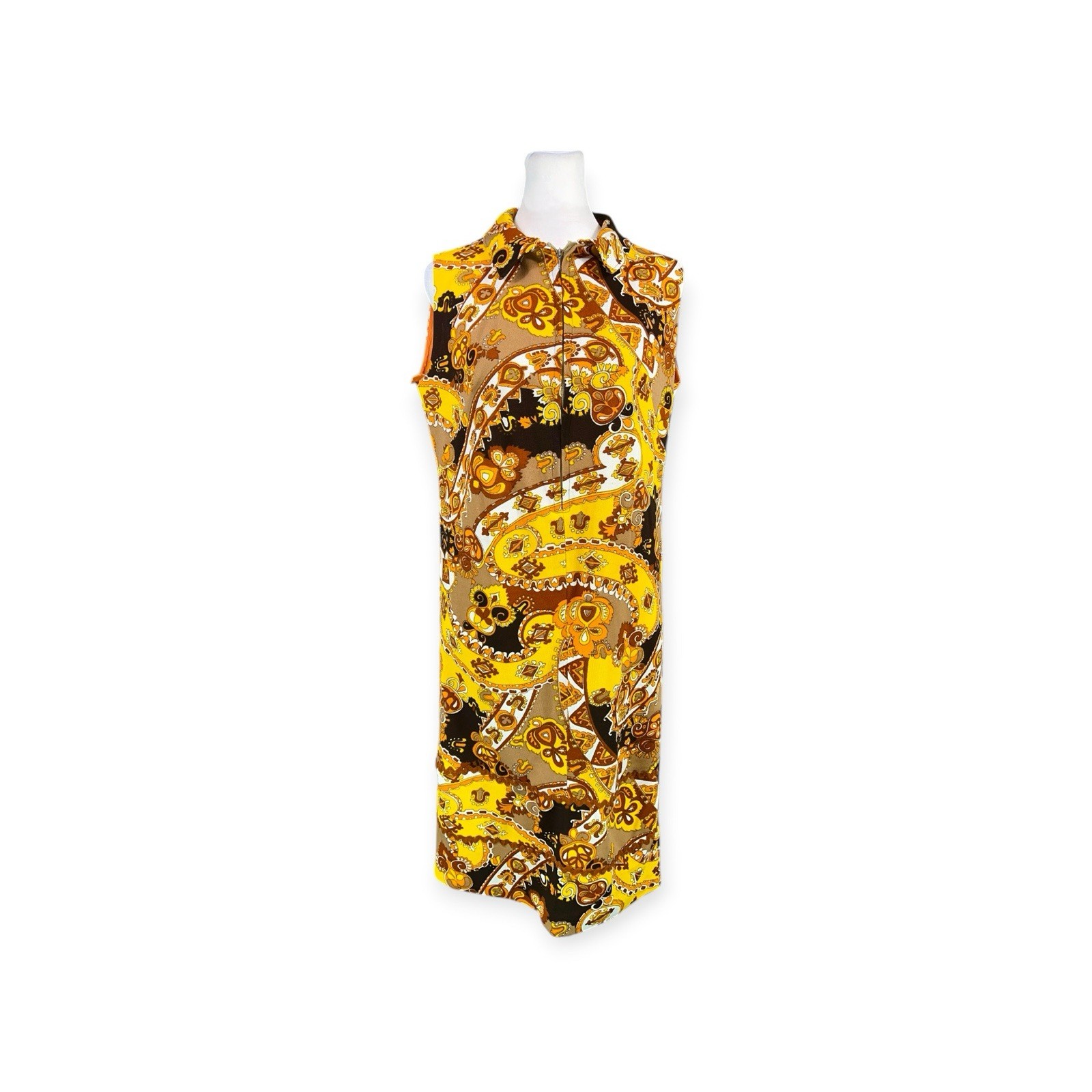 VINTAGE 1960s POLYESTER PSYCHEDELIC SHIFT DRESS HIPPIE MOD FLOWER POWER BOHO M