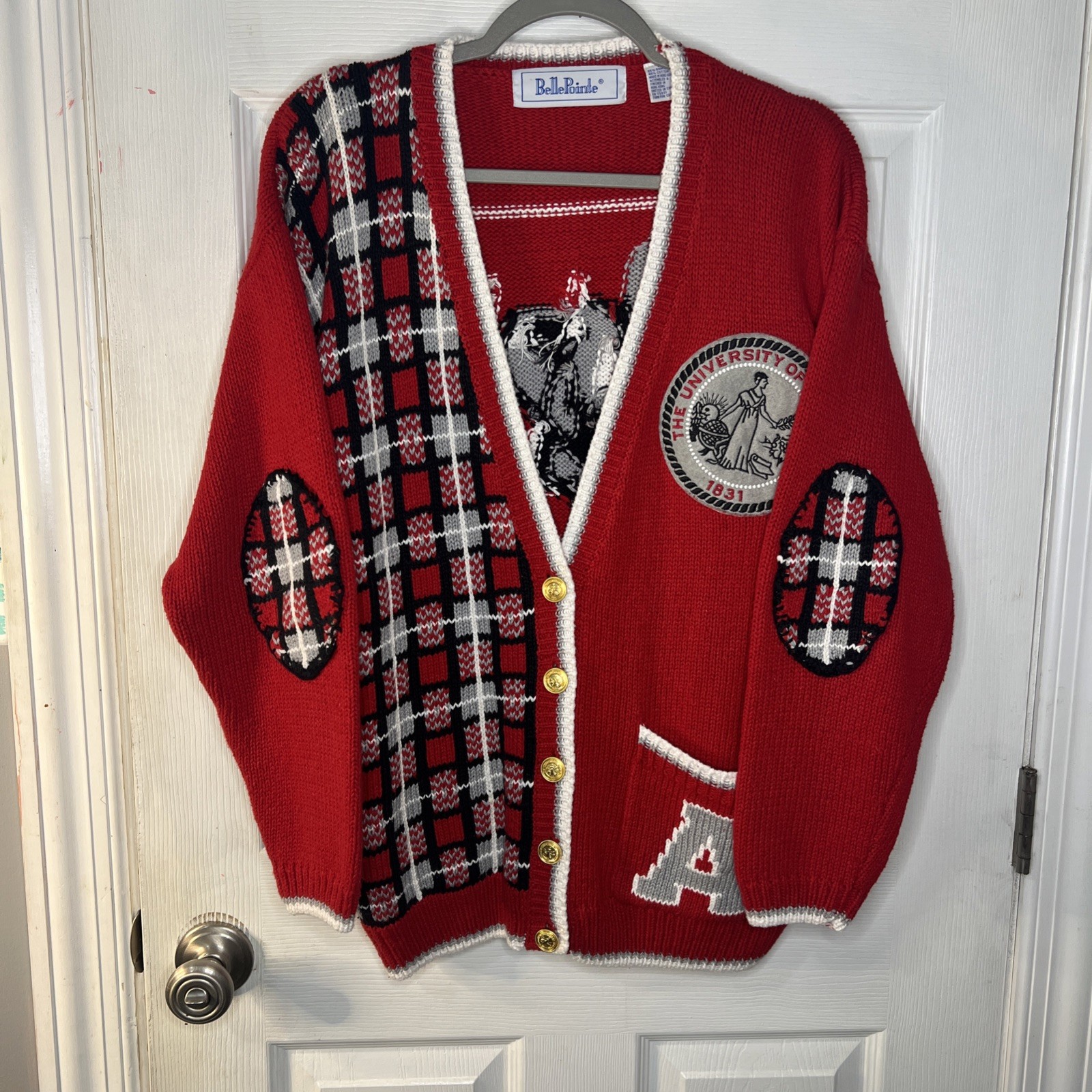 Vintage Alabama Crimson Tide Cardigan Sweater Red Knit Size M Buttons Rare