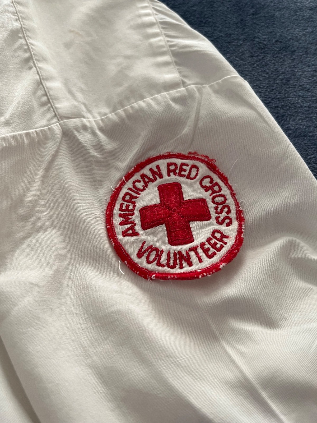 Genuine 1940s American Red Cross Nurse’s Aide Uniform w/ Pinafore, Blouse, Pin