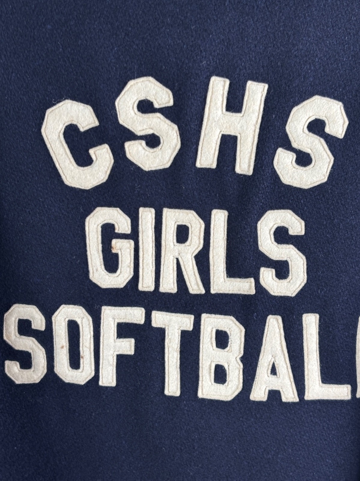 VTG 70’S HIGH SCHOOL LETTERMAN BLUE VARSITY JACKET W/LEATHER GIRLS SOFT BALL*S/M